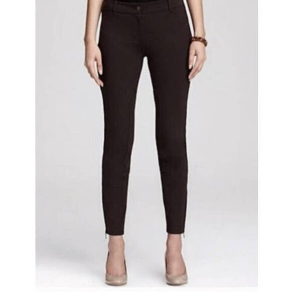 Eileen Fisher Black Equestrian Riding Pants Ankle Zipper Skinny Minimalist small - Picture 1 of 13